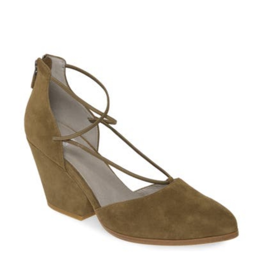 Eileen Fisher Rope-Su Olivine Suede size 10 New